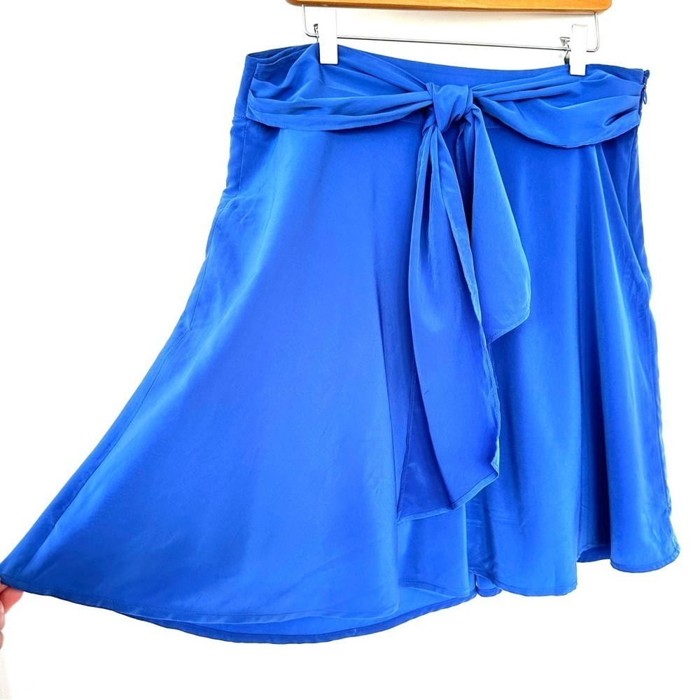 Banana Republic Blue A-Line Skirt with Tie Front, knee length